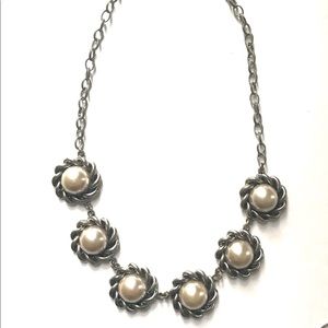 Silver and Pearl Statement Necklace
